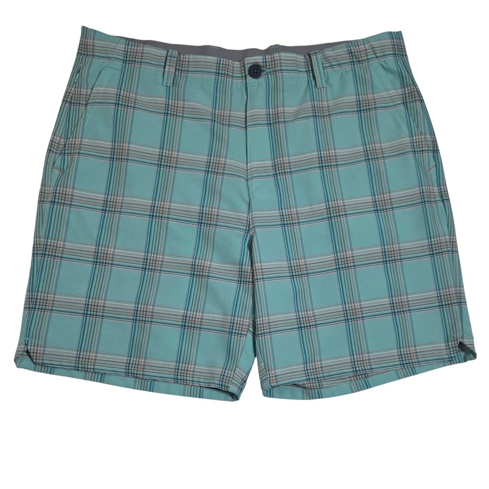 Tommy Bahama Mens 36 Aqua Blue Plaid Performance Golf Shorts ST889970